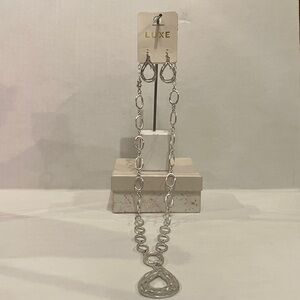 Luxe Silver Loop Necklace and Earring Set